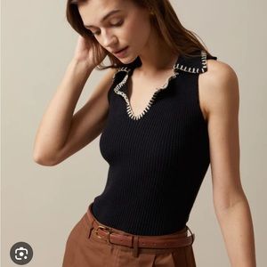 The Black V Neck Seam Colorblock Ribbed Tank Top - Black / S